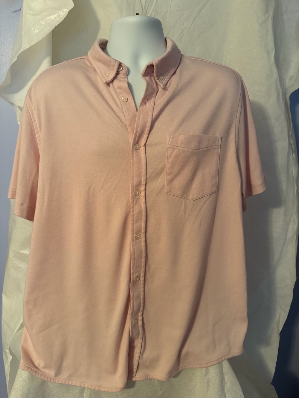Banana Republic Pale Pink Short-Sleeve Button-Up Polo